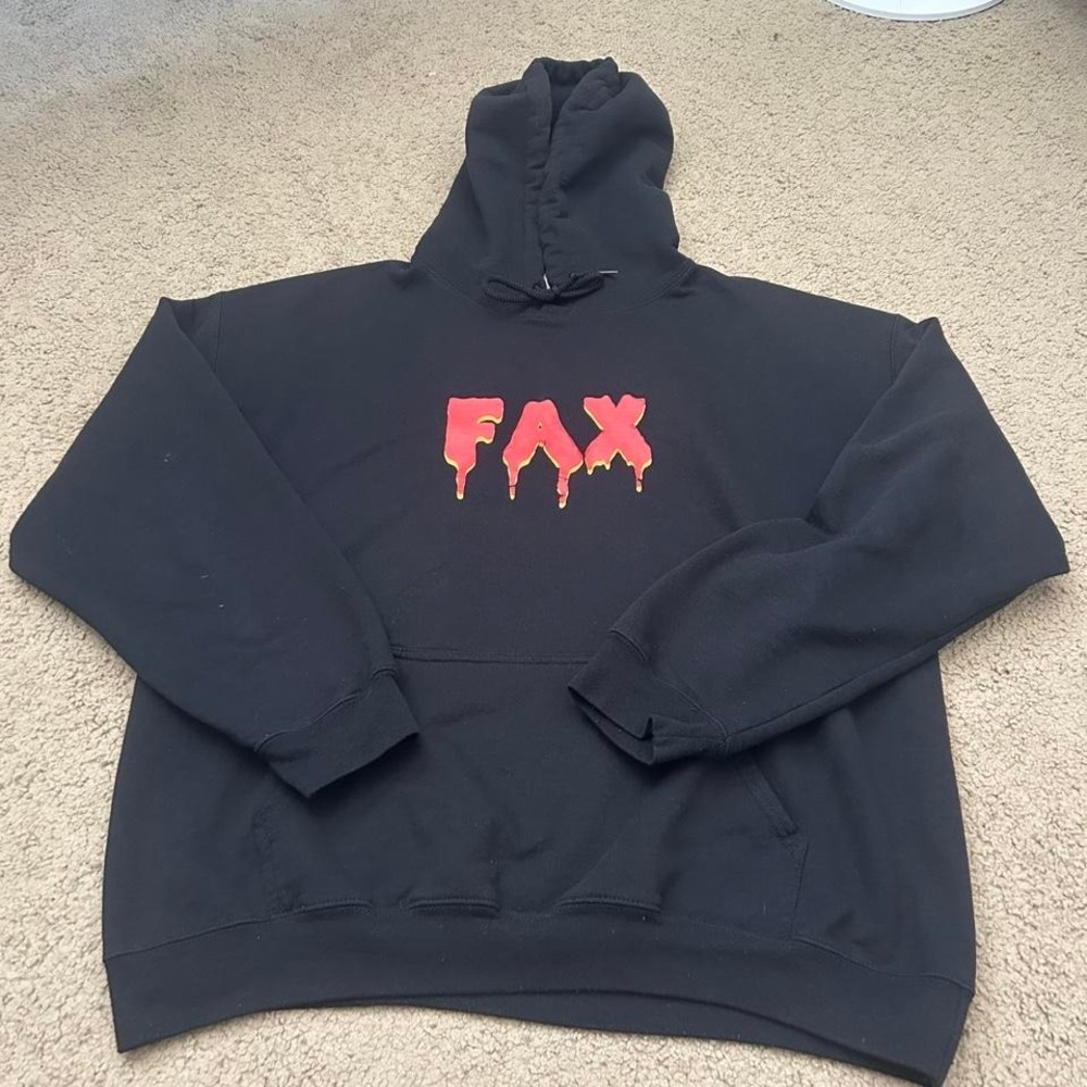 FAX black hoodie with red‎ logo